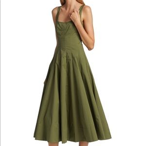 Staud - Midi Wells Dress in Olive - Size 2, NWT